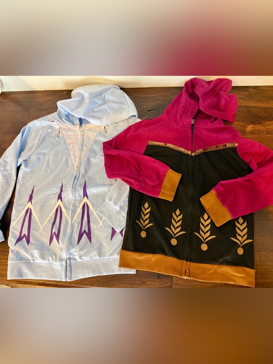 Disney Other - Disney, Elsa and Anna Black Hooded Jacket with Gold Trim